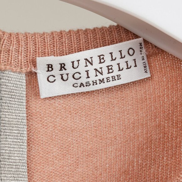Brunello Cucinelli Pink Cashmere Front-Pocket Elbow-Sleeve Pullover - Picture 8 of 10